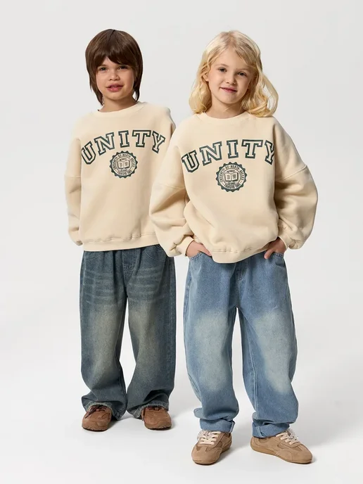 OZITI KIDS Свитшот с начесом детский, белый
