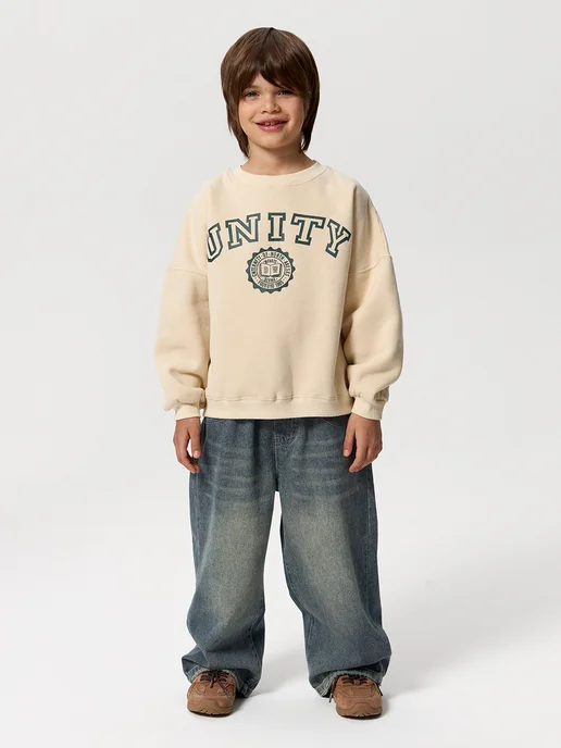 OZITI KIDS Свитшот с начесом детский, белый, фото 8