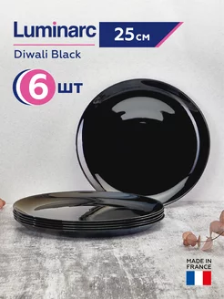 Набор тарелок Diwali Black, плоские, большие 25 см, 6 шт Luminarc 150680099 купить за 913 ₽ в интернет-магазине Wildberries