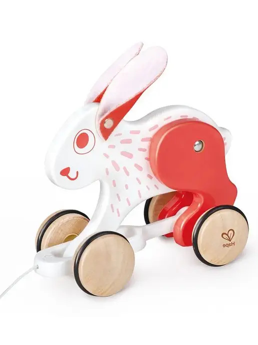 HAPE Каталка на веревочке Зайчонок, белый, фото 4