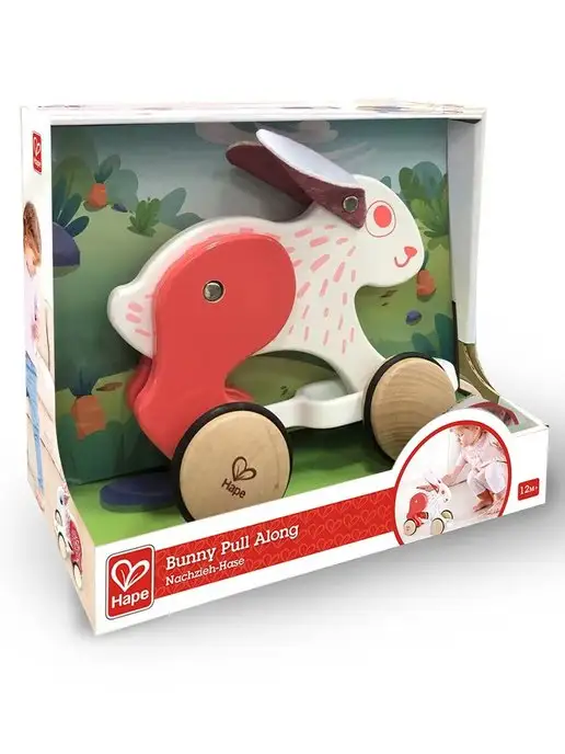 HAPE Каталка на веревочке Зайчонок, белый, фото 6