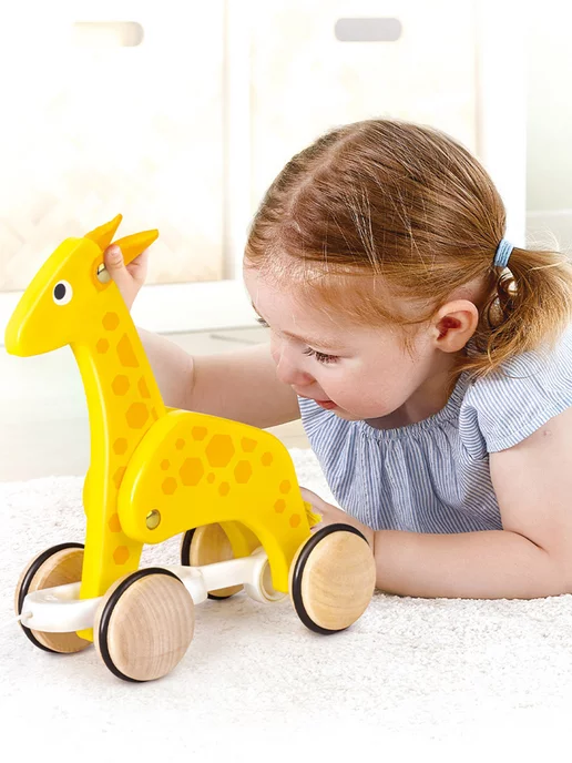 HAPE Каталка на веревочке Жираф, желтый, фото 5