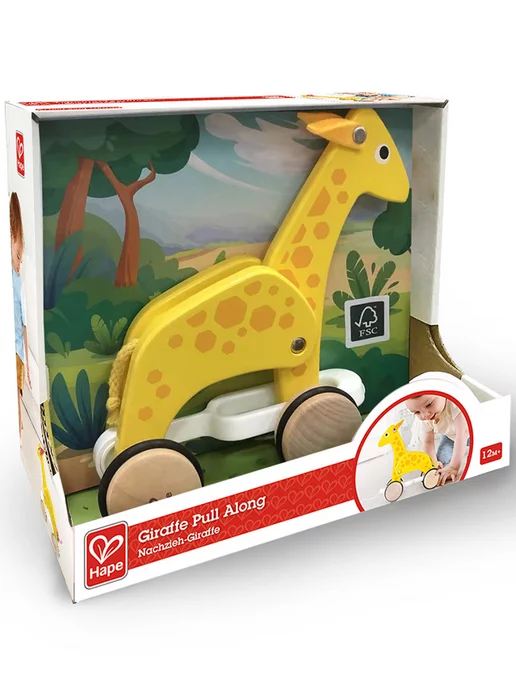 HAPE Каталка на веревочке Жираф, желтый, фото 6