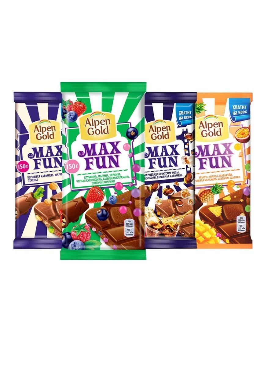 Шоколад Альпен Голд Max fun, взрывная карамель, 160 г