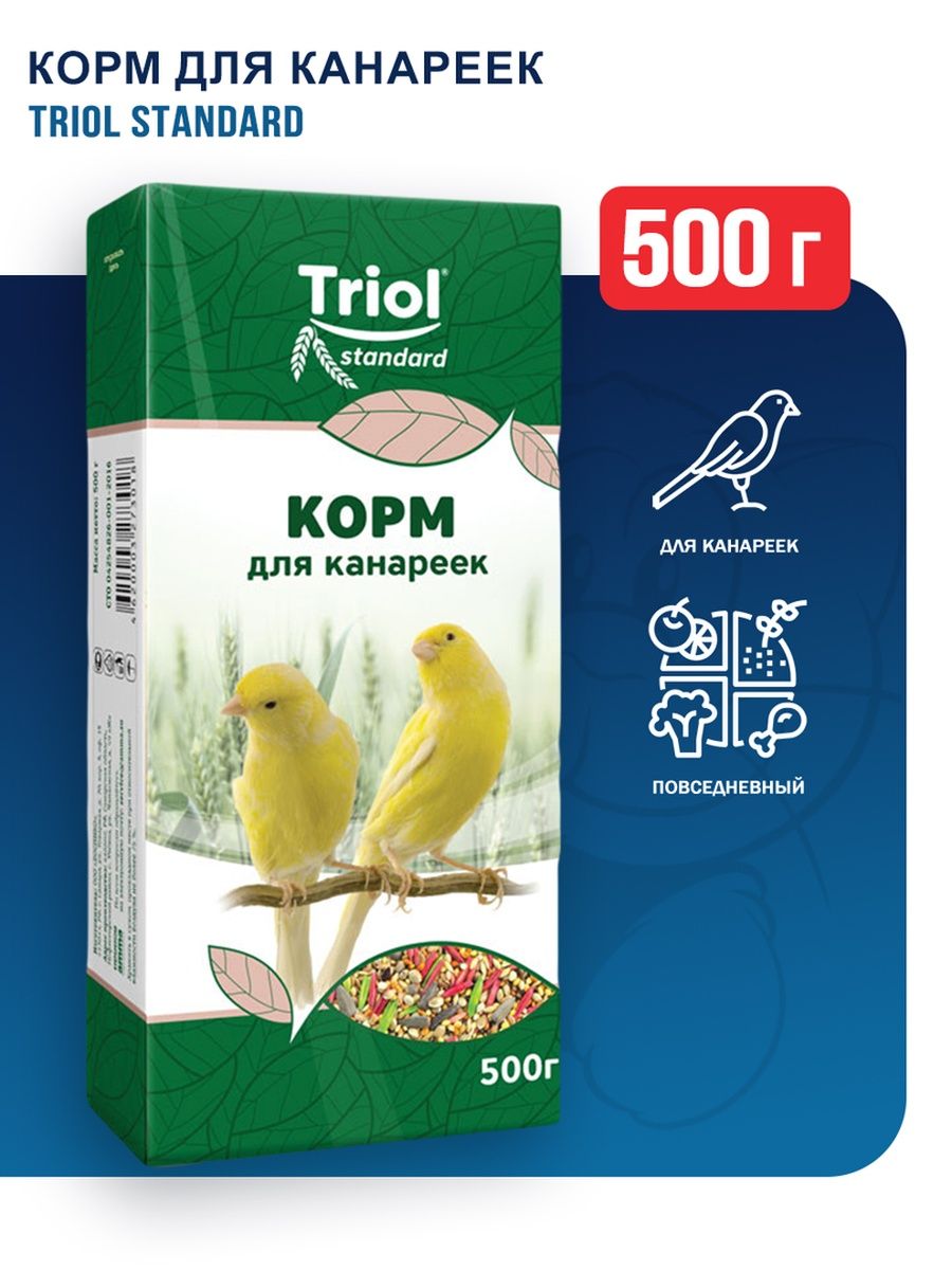 Корм для канареек. Корм Тriol Standard для грызунов злаки/фрукты , 500г. Родные корма корм стандарт для канареек, 14х400 г.