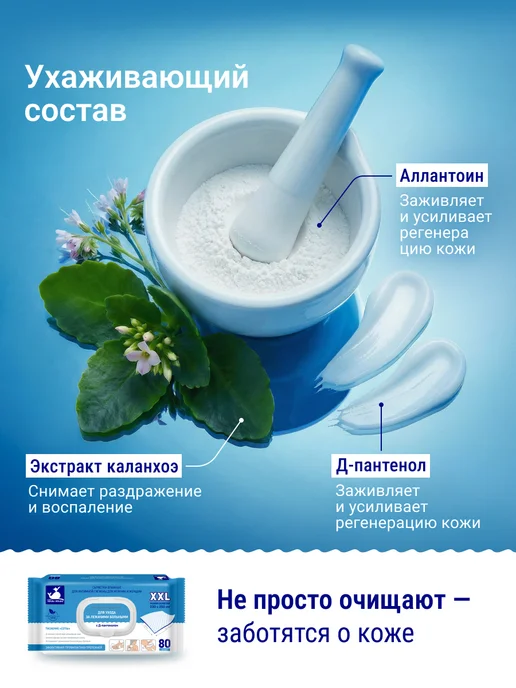 WHITE WHALE Влажные салфетки XXL с Д-пантенолом 80 х 8 уп. c клапаном, белый, фото 5