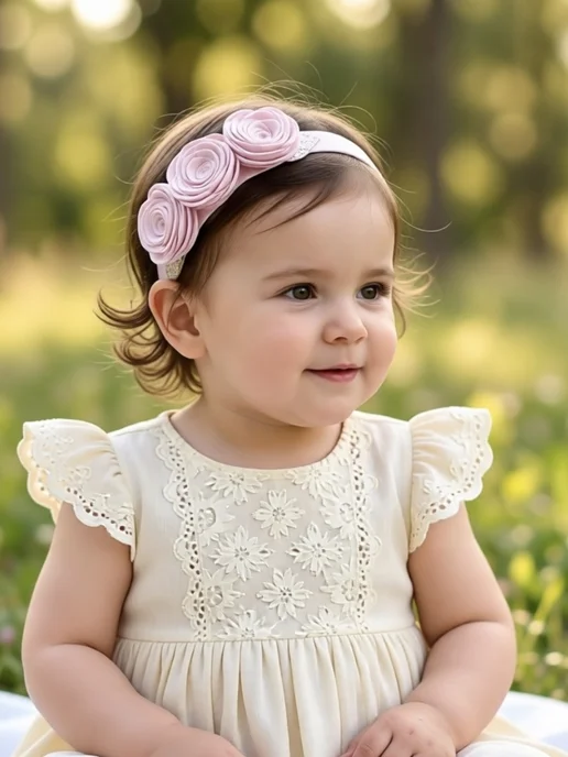 Divo Kids Повязка-бантик на голову для малышей новорожденных набор, розовый, фото 2
