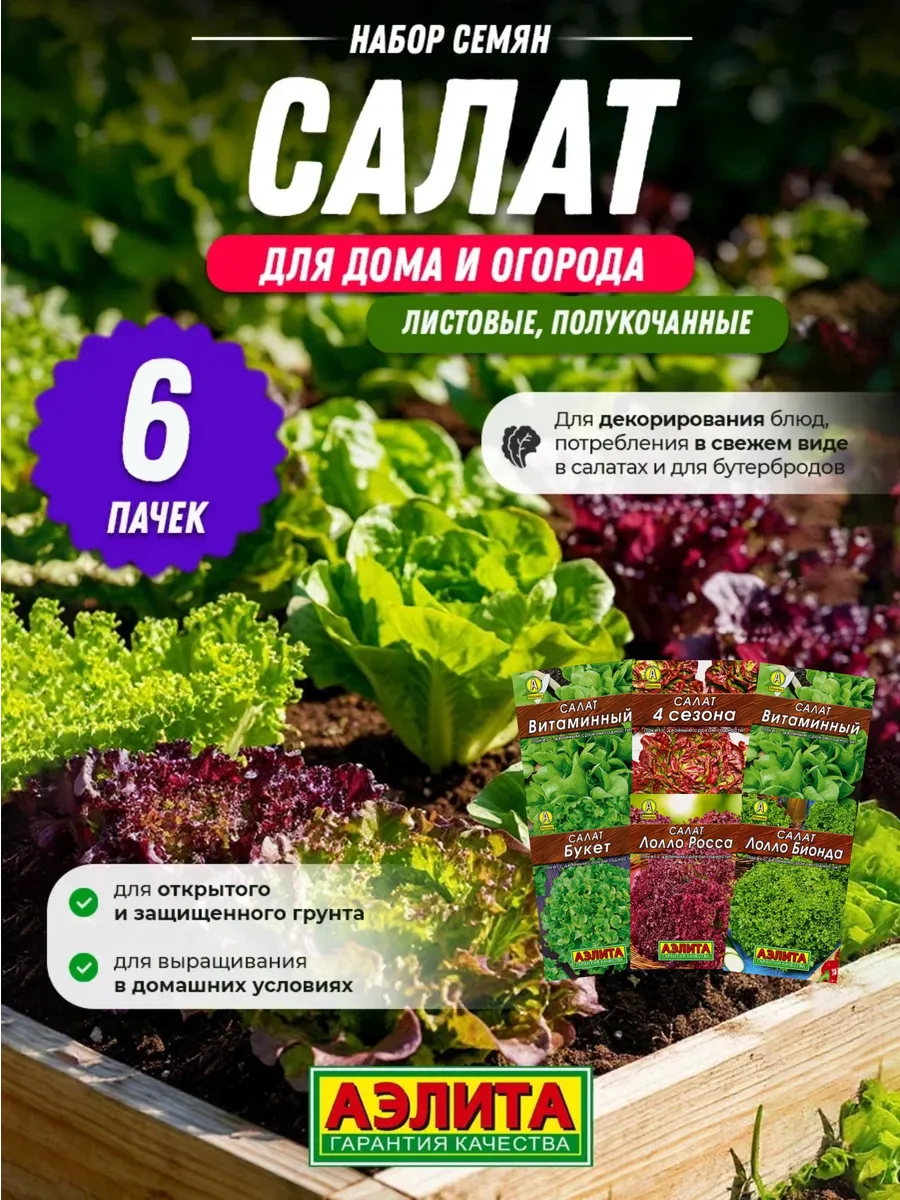 Семена салата листового для открытого грунта и подоконника