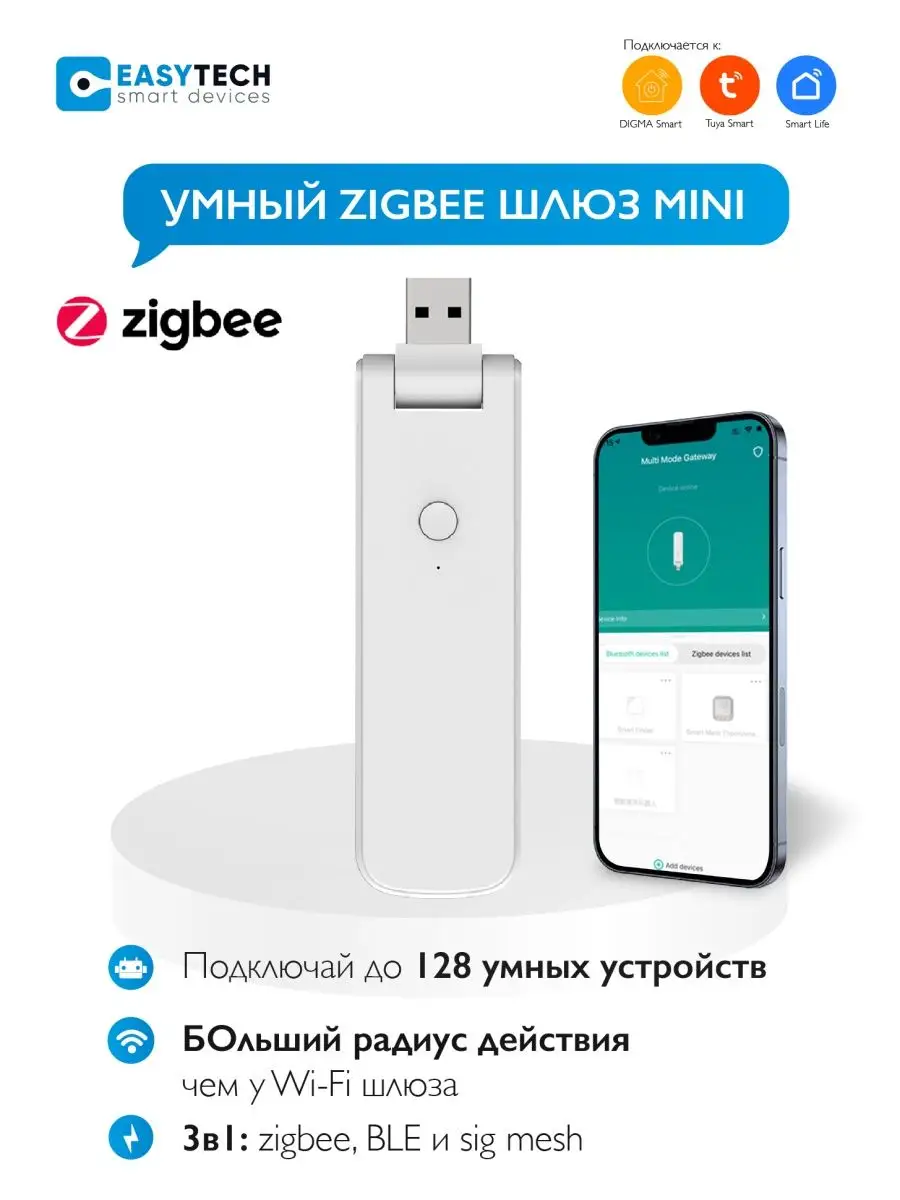 Умный сетевой шлюз Tuya ZigBee 3.0 Умный дом - Easy Tech 150891898 купить в  интернет-магазине Wildberries