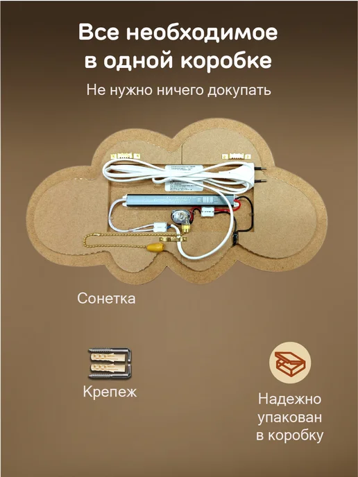 ЭволюцияРекламы Ночник детский настенный Облако с сонеткой, белый, фото 5