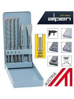 Набор буров и зубил по бетону 6 пр. SDS-plus MIX-Set ALPEN 150959822 купить за 4 144 ₽ в интернет-магазине Wildberries