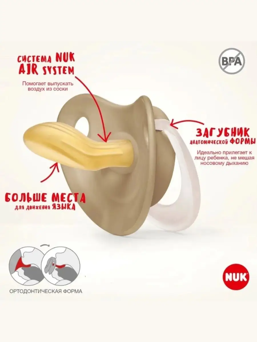 Пустышка Nuk ортодонтическая латексная Genius Размер 0 (0-2 мес.) 2 шт.