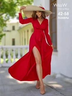 Стройнящее платье с разрезом декольте Wish to Wear 151081377 купить за 4 264 ₽ в интернет-магазине Wildberries