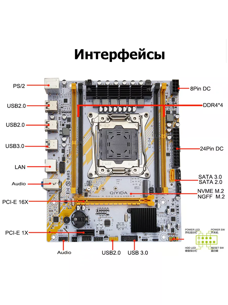 X99,Комплект xeon E5 2620v3,16Gb Qiyida 151212727 купить за 6 960 ₽ в  интернет-магазине Wildberries