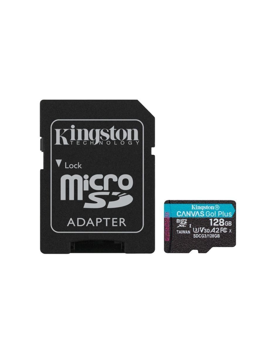 Карта памяти kingston canvas go plus microsdxc 128gb с адаптером