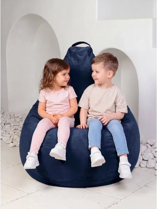 Goodpoof Кресло мешок Велюр Груша XXXXXL Какао, синий, фото 7