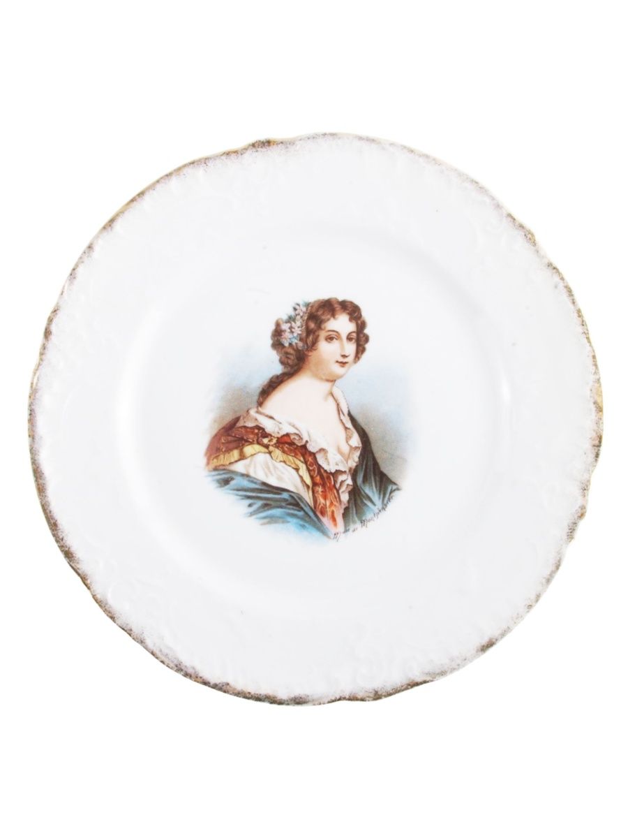 Герцогиня де Монпансье. Портрет на тарелке. Настенные тарелки с портретами женщин. Тарелка с портретом принцессы. Портрет тарелка