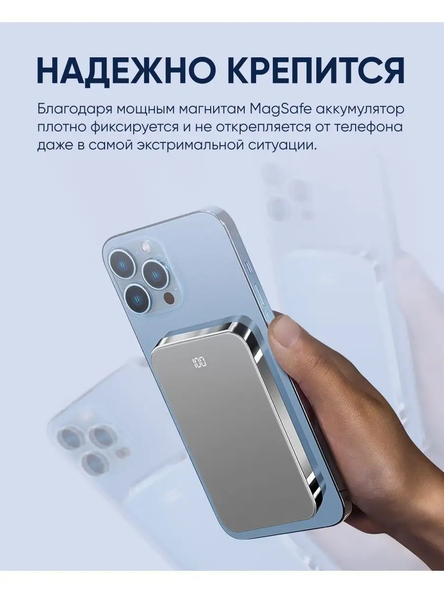 Повербанк для iPhone, magsafe power bank 5000, беспроводной PIKESSON  151311981 купить в интернет-магазине Wildberries