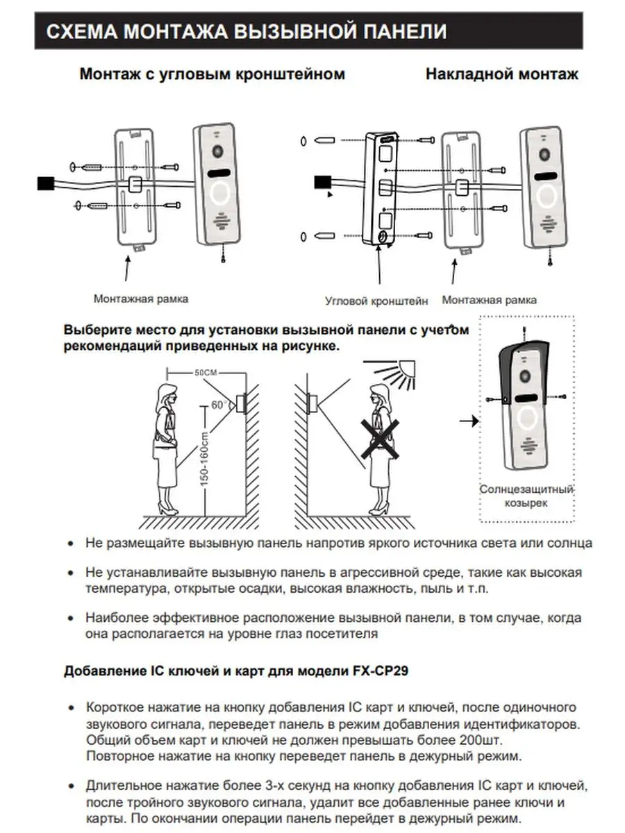 Установка многоабонентских вызывных панелей