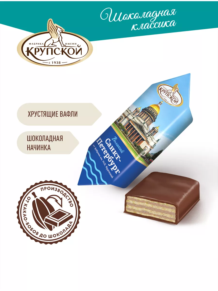 Конфеты Великий Санкт-Петербург, 1 кг Кондитерская фабрика им. Н. К.  Крупской 151325441 купить в интернет-магазине Wildberries