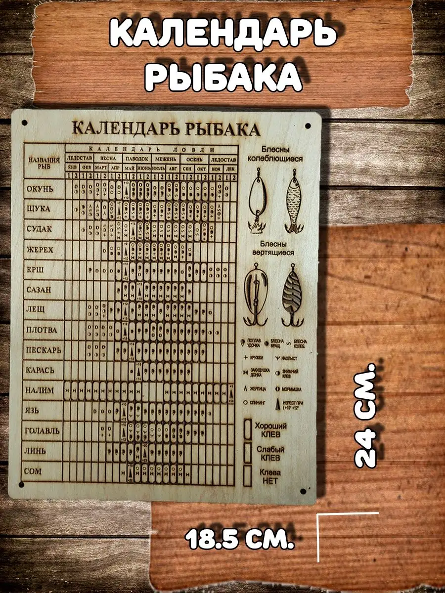 Постер Календарь рыбака деревянный Сувенир 151399262 купить за 595 ₽ в  интернет-магазине Wildberries