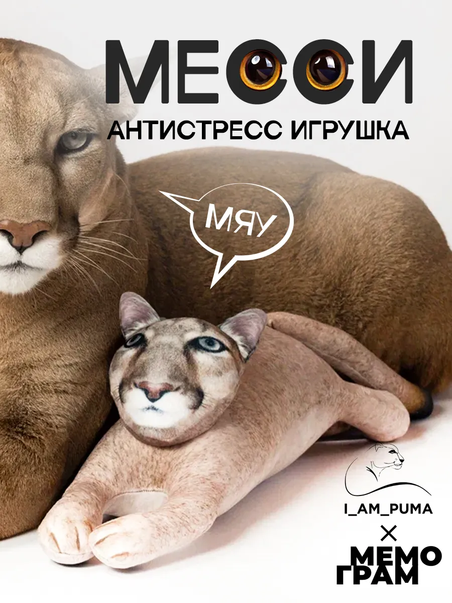 Мемограм Мягкая игрушка антистресс - котик Пума (i am puma)