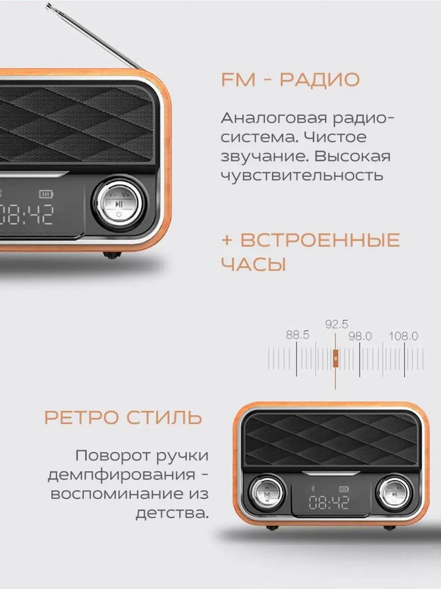 Портативный FM радиоприемник колонка c Bluetooth Viva Forever 151432333  купить за 3 815 ₽ в интернет-магазине Wildberries