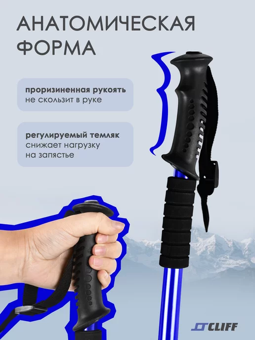 Палки треккинговые для скандинавской ходьбы в чехле, синий, фото 2