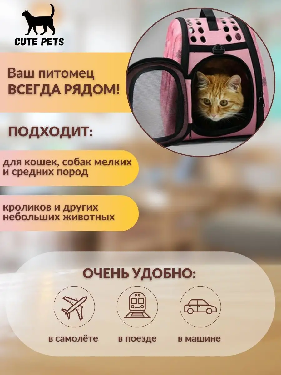 Переноска для кошек и собак мелких пород Cute Pets 151584126 купить за 1  534 ₽ в интернет-магазине Wildberries