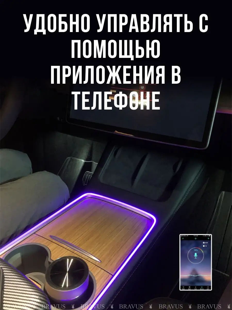 LED светодиодная авто подсветка тюнинг в машину гибкая лента Bravus  151616787 купить в интернет-магазине Wildberries