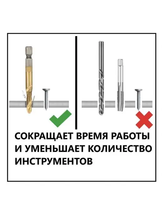 AVA SP Набор сверл-метчиков с титановым покрытием для ремонта 6 шт, 6 шт, фото 4
