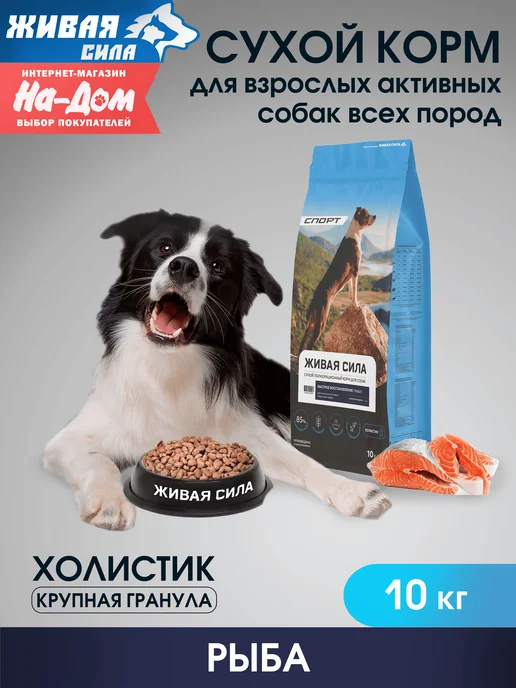 Сухой корм JJ-SPORT Живая Сила для собак, рыба, 10 кг