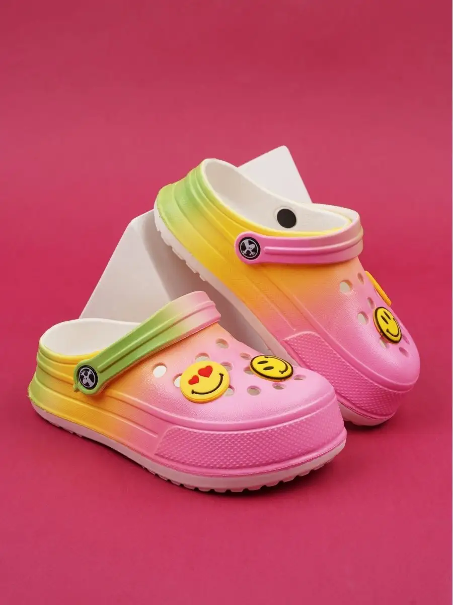 Platform crocs rainbow top