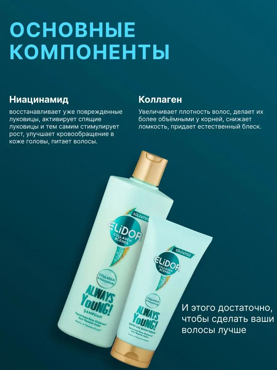 шампунь для волос бессульфатный турецкий Elidor Sunsilk Шампуни и  кондиционеры 151991635 купить в интернет-магазине Wildberries