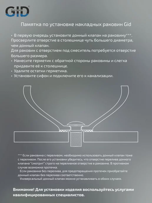 Gid Раковина накладная N9018 (59x39x21см), белый, фото 4