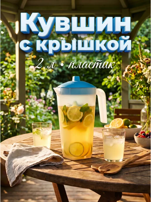 ИскраПласт Кувшин с крышкой 2 л, 20*12*26 см, 20x12x26 см, 2 л, фото 7