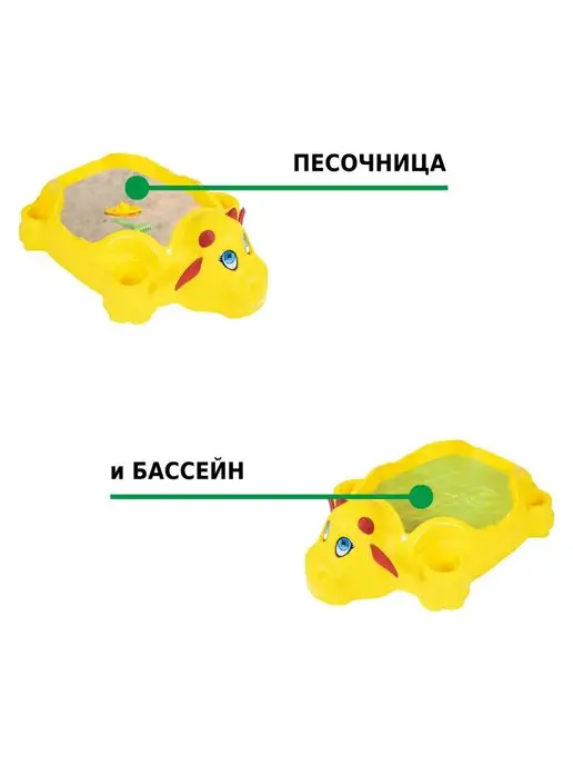 HELEX Песочница для улицы с крышкой Корова, желтый, фото 7