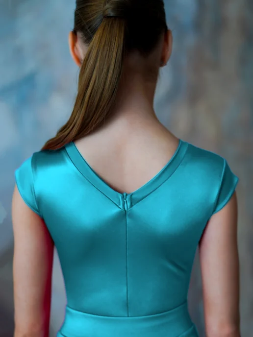 SARDANA DRESS Рейтинговое платье для бальных танцев из сатин-вельвета, голубой, фото 2