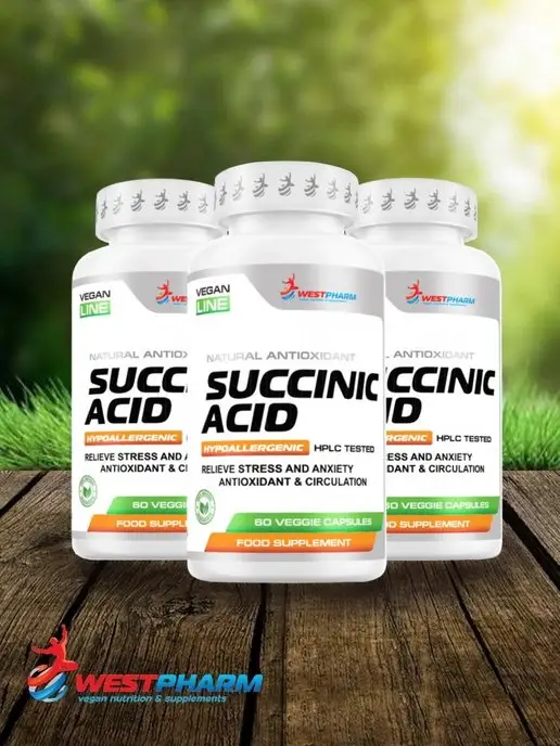 Westpharm Vegan line Янтарная кислота, 60 веган капсул, вариант, фото 2
