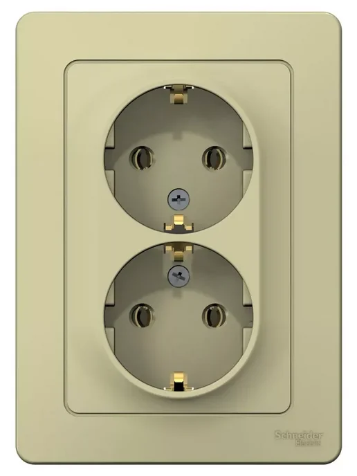 Systeme Electric Розетка двойная с заземлением, без шторок, Blanca, бежевый, фото 2