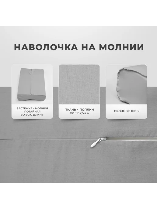 Ritohome Наволочка для ортопедической подушки 30х50 из поплина, 30x50, фото 2