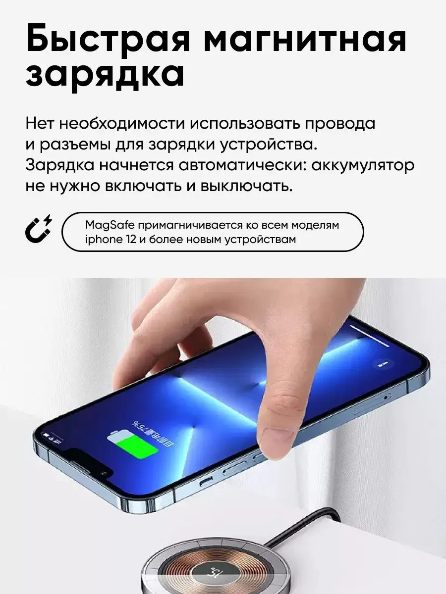 Беспроводное зарядное устройство для iPhone серии Type-C Milliant 152395399  купить в интернет-магазине Wildberries