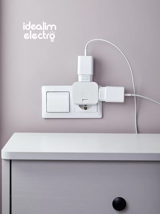 idealim electro Тройник для розетки поворотный плоский разветвитель 3500 Вт, 3500 Вт, фото 8