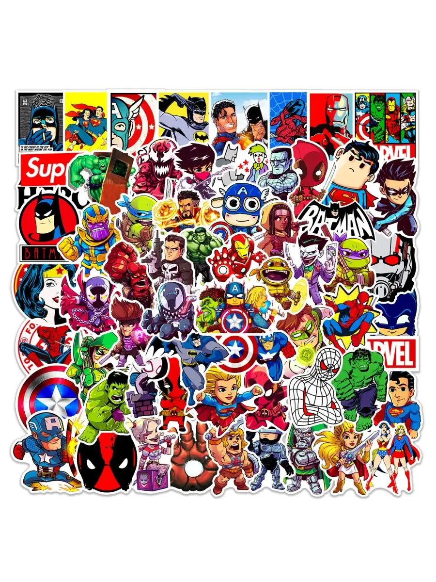 Наклейки на телефон. Мультяшные мстители Marvel 50шт StickerHub 152438229  купить в интернет-магазине Wildberries