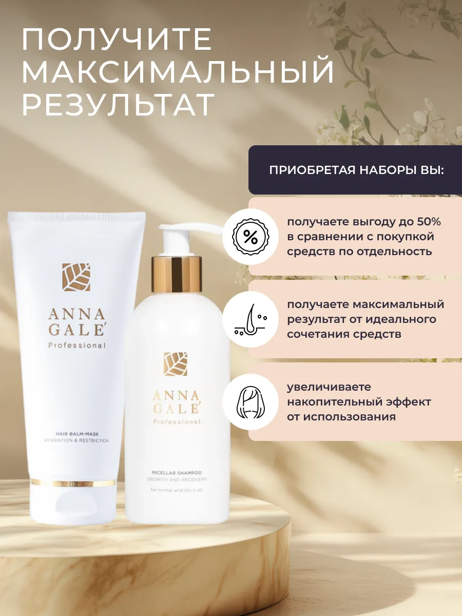 Подарочный набор Шампунь + бальзам-маска ANNA GALE 152446146 купить за 2  990 ₽ в интернет-магазине Wildberries