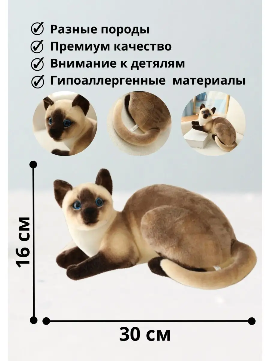 Сиамская кошка реалистичная. Кот, как настоящий BB TOYS 152463374 купить в  интернет-магазине Wildberries