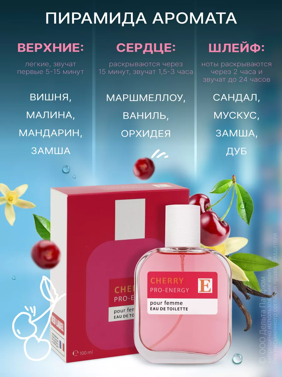 Духи Pro-Energy Cherry 100 мл с вишней Red Label 152482998 купить за 315 ₽  в интернет-магазине Wildberries