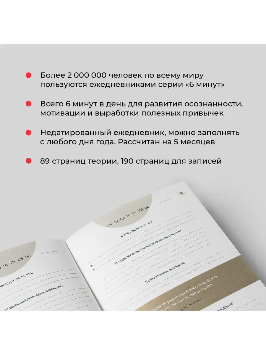 Ежедневник 6 минут А5 планер дневник благодарности подарок Альпина. Книги  152544033 купить за 519 ₽ в интернет-магазине Wildberries