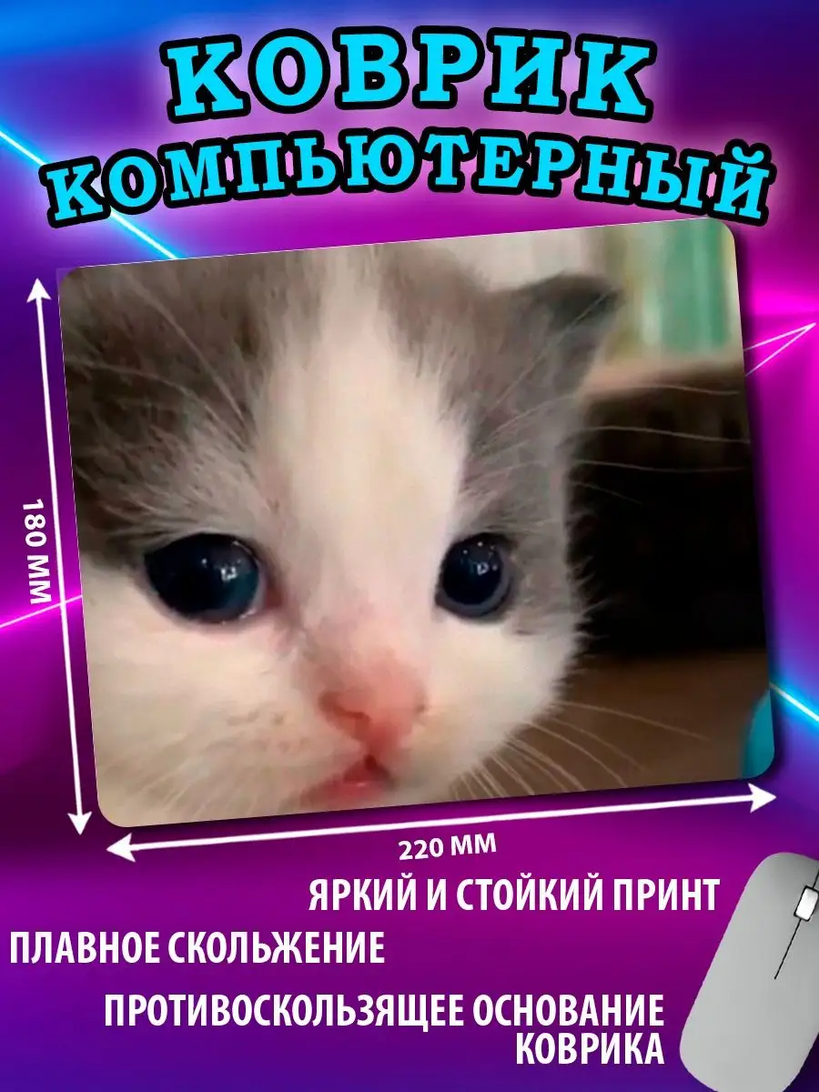 Кошка котик кот милый коврик для мыши КружОК 152552388 купить за 338 ₽ в  интернет-магазине Wildberries