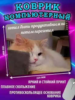 Кошка котик кот милый коврик для мыши КружОК 152552390 купить за 288 ₽ в интернет-магазине Wildberries